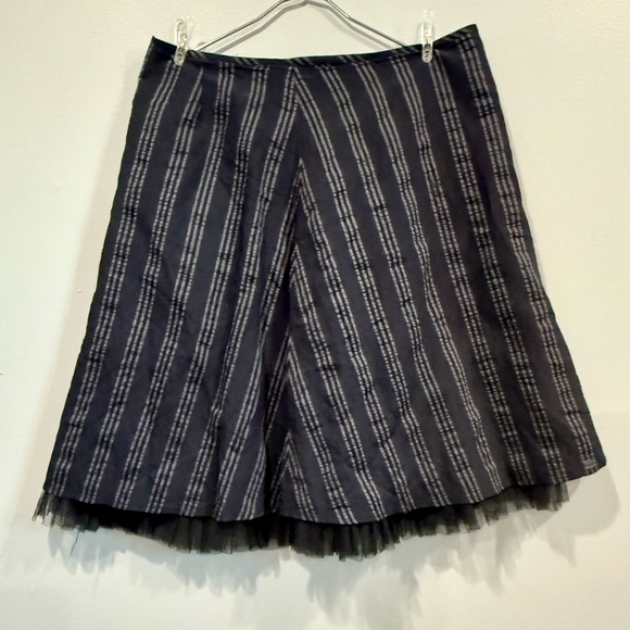 Isaac Mizrahi Striped A-Line black Skirt with Tulle Trim Size 10 - Picture 4 of 10